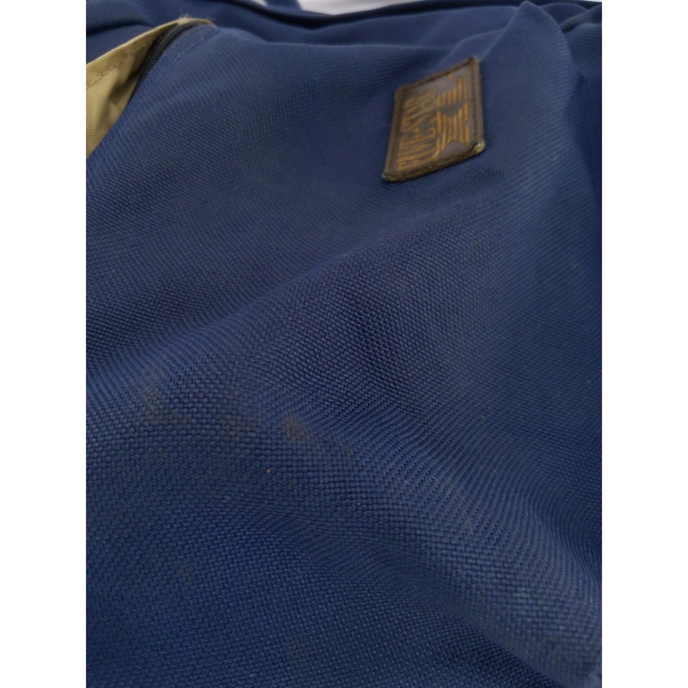 Vintage 90s Y2K Mead Five Star Backpack Navy Blue Brown Suede Bottom Bag - Picture 9 of 14